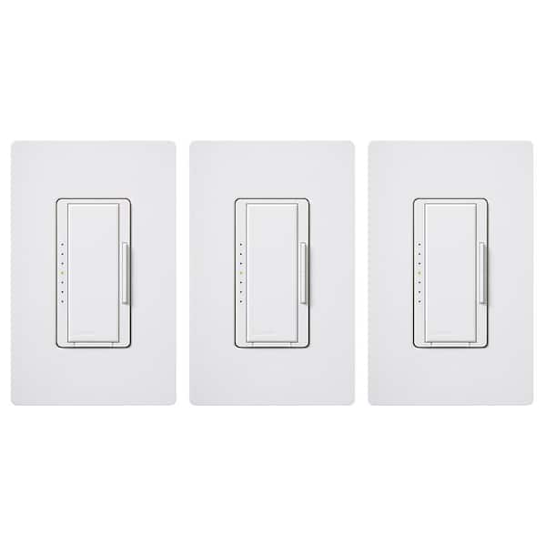 Lutron Maestro LED+ Dimmer Switch w/Wallplate for Dimmable LED Bulbs, 150W/Single-Pole or Multi-Location, White (MACL-3PKRW-WH)