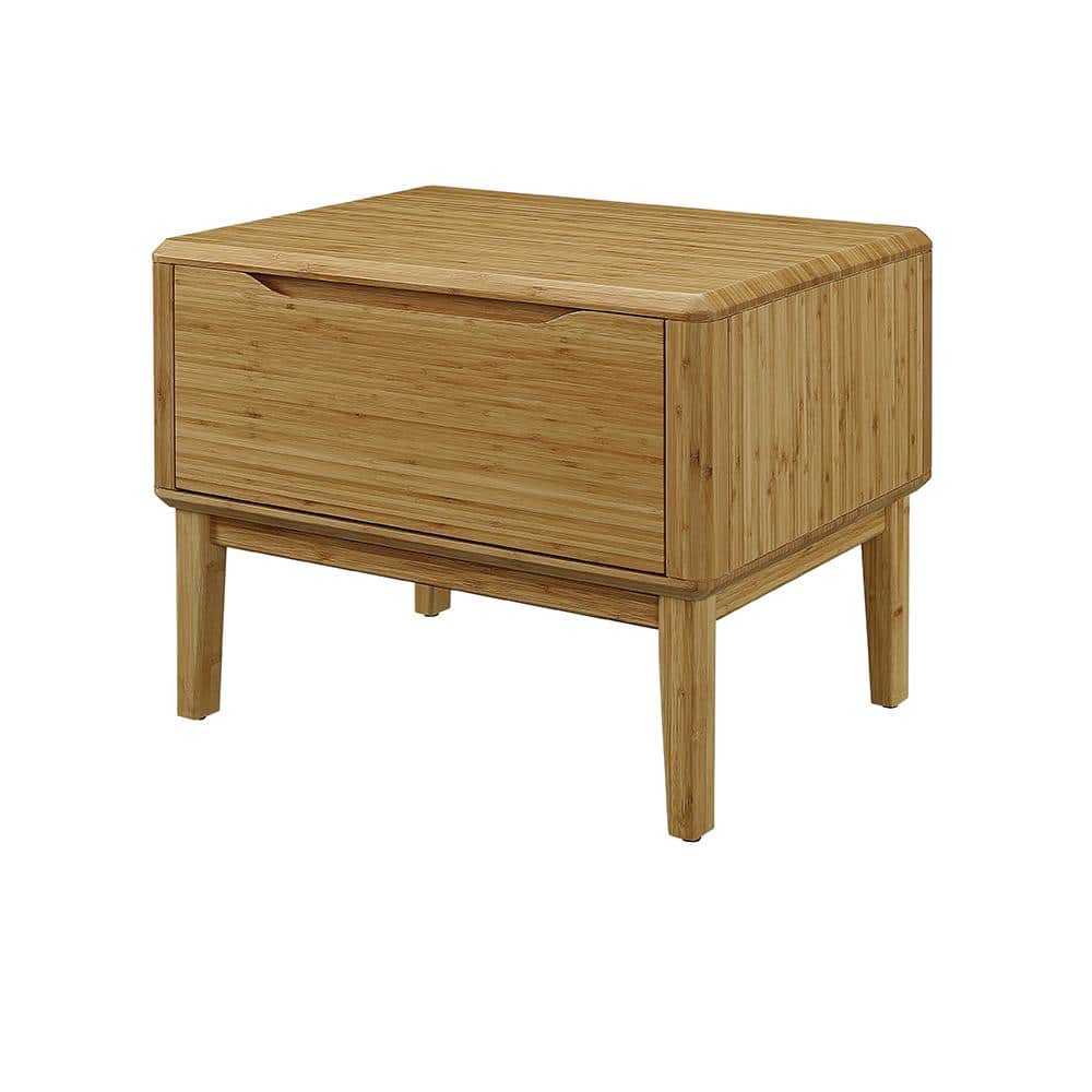 Eco-Friendly Caramelized Bamboo Nightstand with 1 Drawer