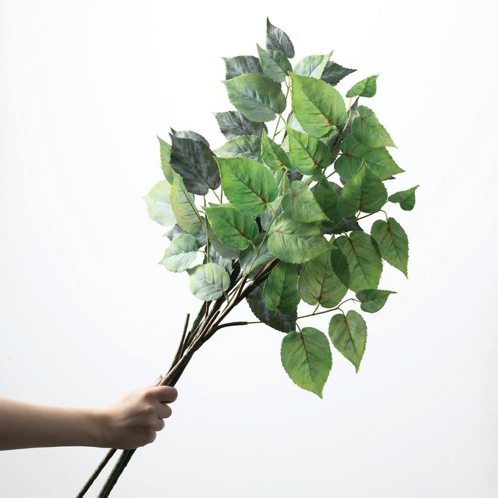 Artificial Mixed Leaf Spray Set of 3, Green and Dark Green, Plastic