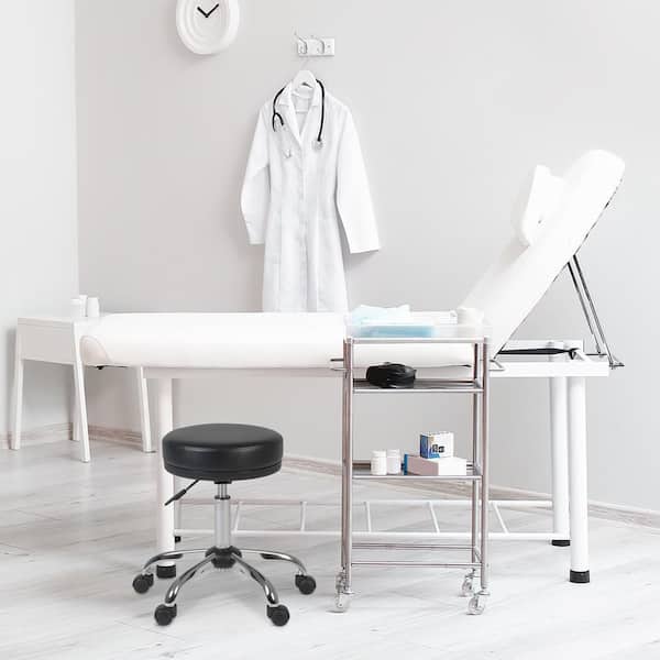 Vinyl Armless Medical Stool Chair in Black