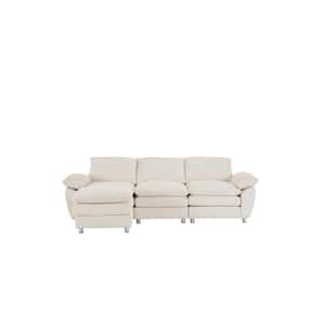 101.6 in Wide Pillow Top Arm Polyester L-Shaped Modern Upholstered Modular Sectional Sofa in Beige