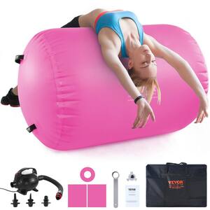 Air Mat Tumble Track Air Spot Round Inflatable Air Roller Air Barrel Gymnastic Equipment with Electric Pump, Pink