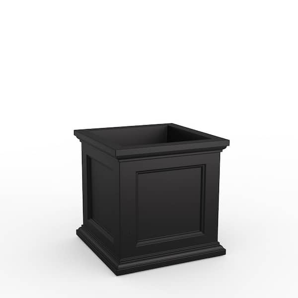 Fairfield 24in Black Square Resin Outdoor Self Watering Planter (24 in. L x 24 in. W x 24 in. H)