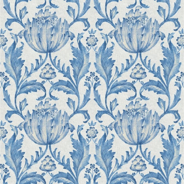 Charmed Beauty Floral Cornflower Vinyl Peel and Stick Wallpaper Roll (Covers 30.75 sq. ft.)