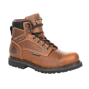 Men's Revamp Waterproof 6 in. Lace Up Work Boots - Soft Toe - Brown Size 10.5 (W)