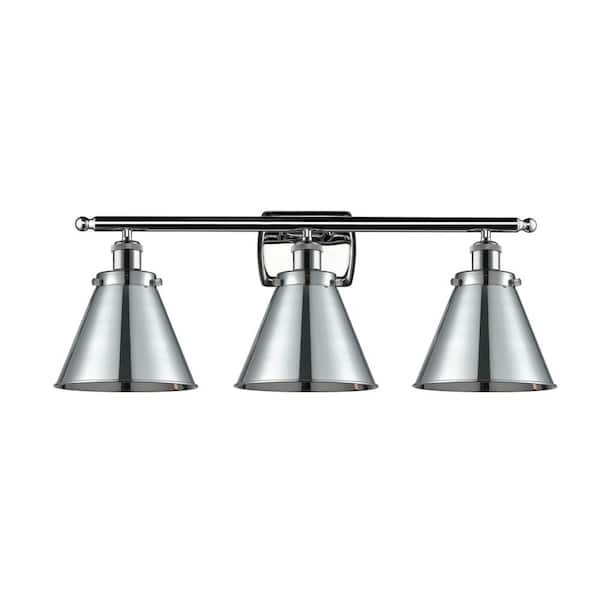 Innovations Appalachian 26 in. 3-Light Polished Chrome Vanity Light with Silver Metal Shade
