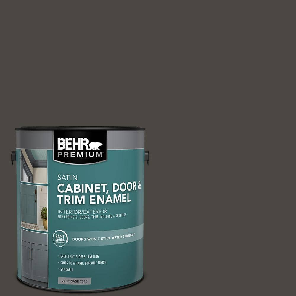 BEHR PREMIUM 1 Gal PPU24 01 Black Mocha Satin Enamel Interior   Black Mocha Behr Premium Cabinet Paint 752301 64 1000 