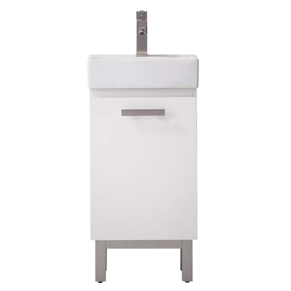 Design Element Stella 16.5 in. W x 12 in. D x 33.75 in. H Bath Vanity in White with Porcelain Vanity Top in White with White Basin