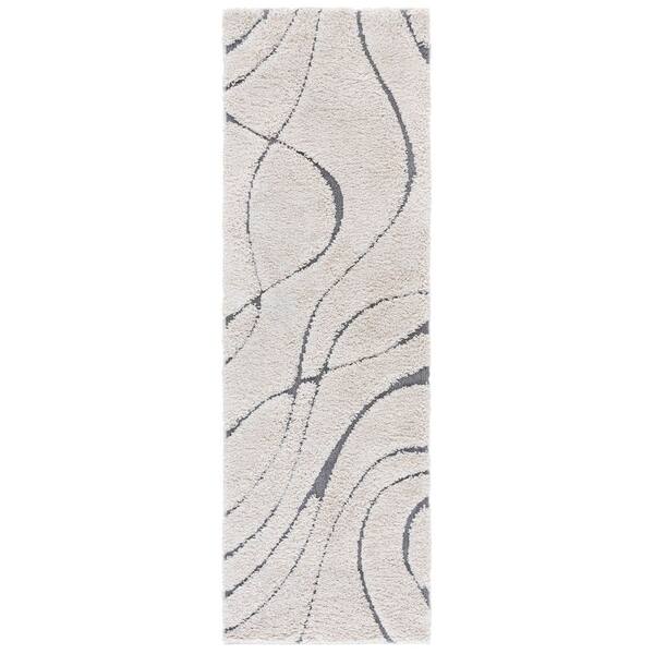 Florida Shag 2 x 21 Cream/Gray Wave Runner Rug