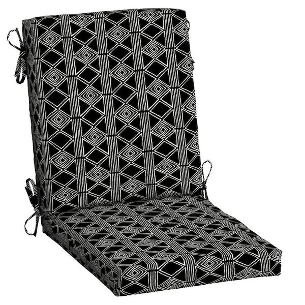 20 in. x 20 in. Outdoor High Back Dining Chair Cushion in Black Global Stripe