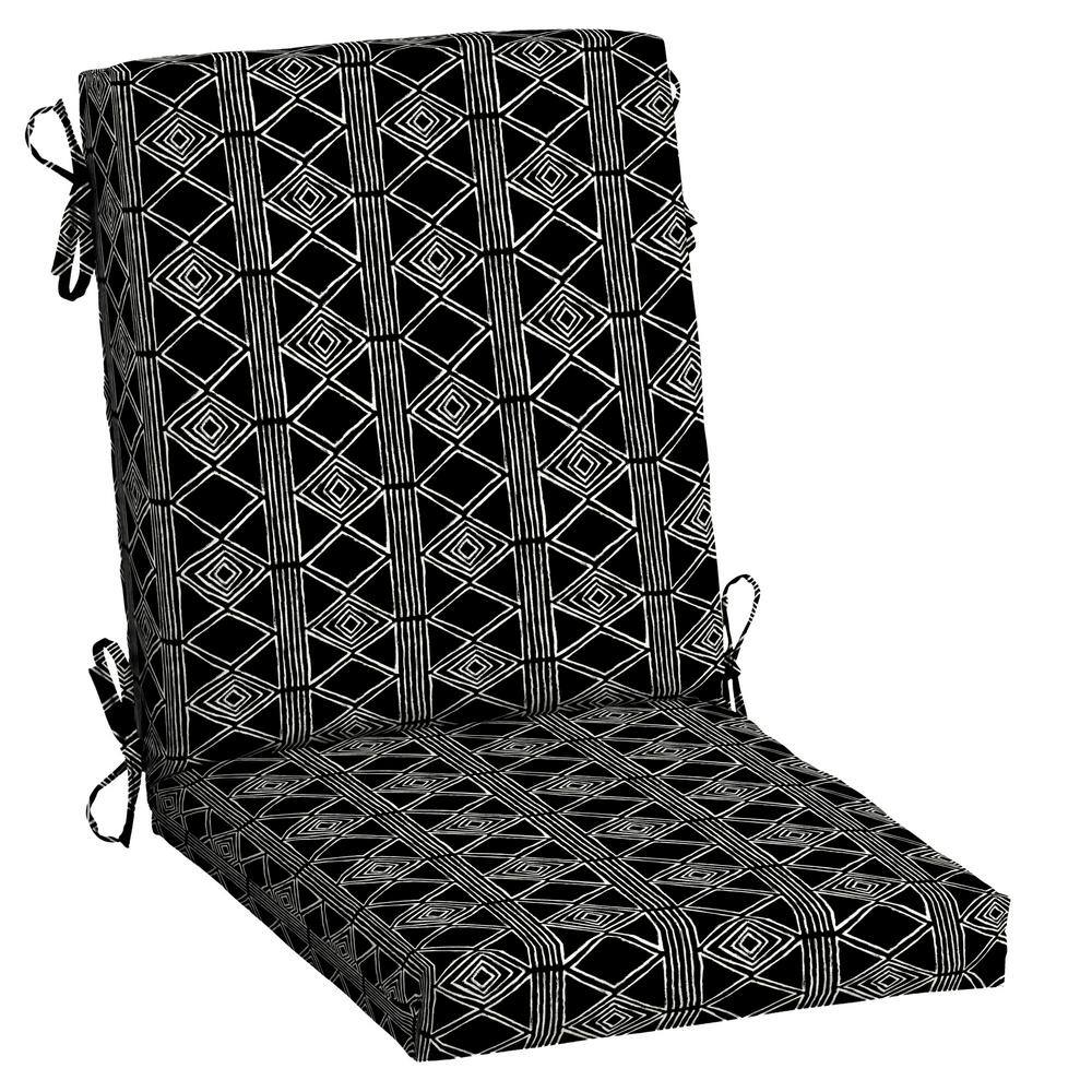 Black Global Stripe Outdoor Highback Dining Chair Cushion