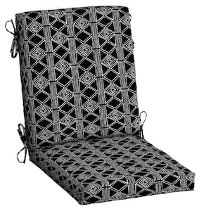 20 in. x 20 in. Outdoor High Back Dining Chair Cushion in Black Global Stripe