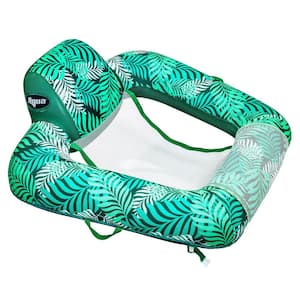 Zero Gravity Inflatable Green Teal Fern Leaf Swimming Pool Chair Lounge Float