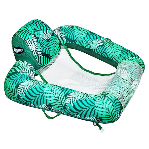 AQUA Zero Gravity Inflatable Green Teal Fern Leaf Swimming Pool Chair Lounge Float