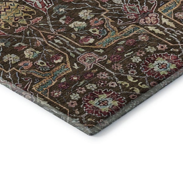 Mayfield Premium Machine Washable Abstract AMF1132 Chocolate 5 ft. x 7 ft. 6 in. Area Rug