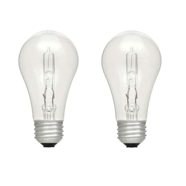 EcoSmart 60-Watt Equivalent A19 Dimmable Clear Eco-Incandescent Light Bulb Soft White (2-Pack)