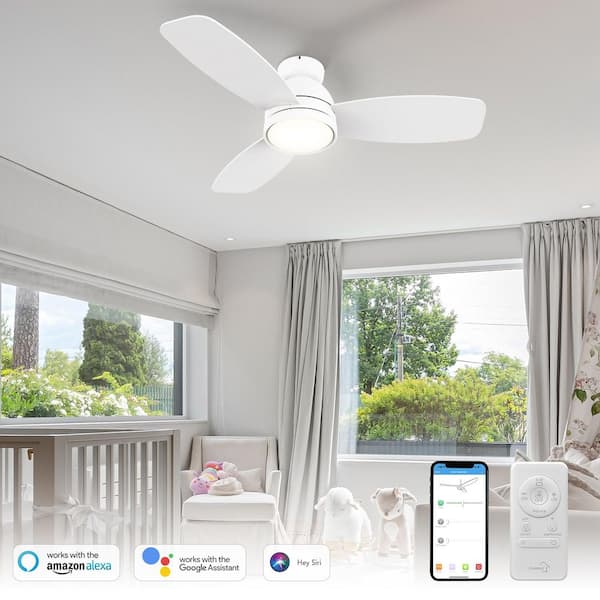 Thibault 44 in. Color Changing Integrated LED Indoor Matte White 10-Speed DC Ceiling Fan with Light Kit/Remote Control