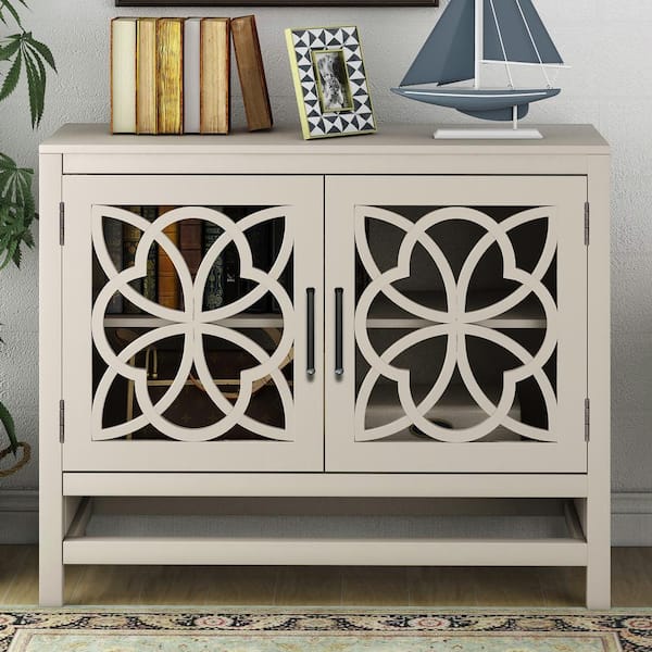 Unbranded 39 in. W x 15.7 in. D x 31.5 in. H White Linen Cabinet with Adjustable Shelf and Vintage Doors