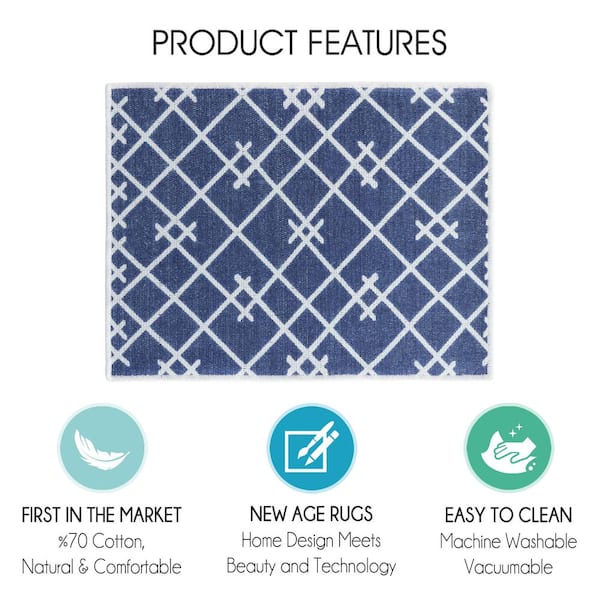 SUSSEXHOME 18 in. x 24 in. Navy Super-Absorbent Washable Cotton Large Dish  Thin Drying Mat DRY-WLT-08 - The Home Depot