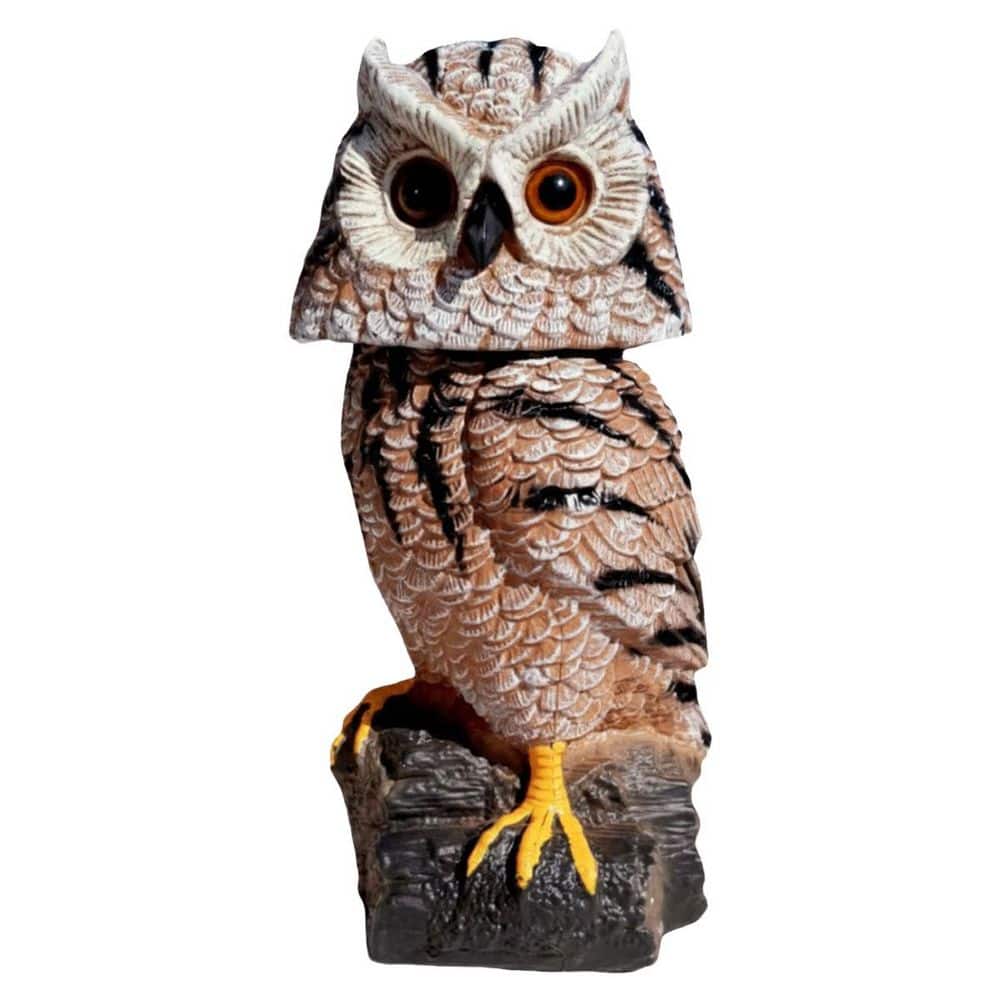 Solar Tiger Owl Motion Detector Garden Sculpture with Flashing