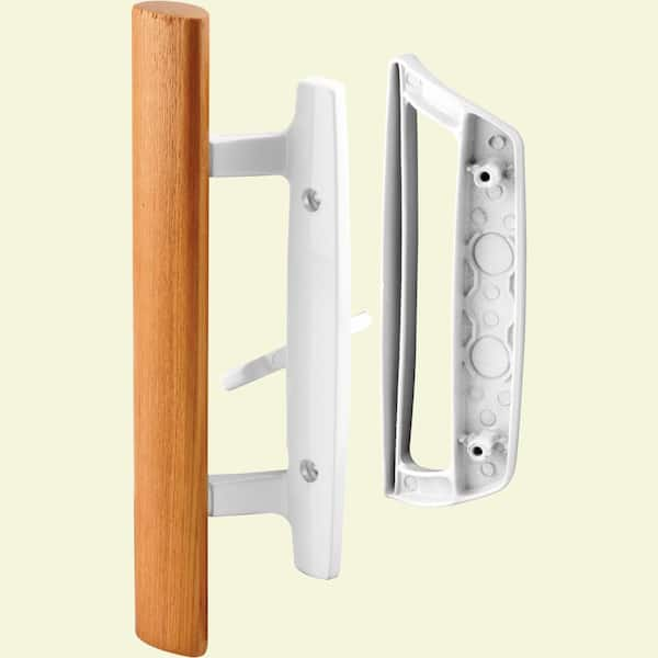 Sliding Glass Door Handle Set, 3-15/16 in., Diecast, White, Mortise/Hook Style