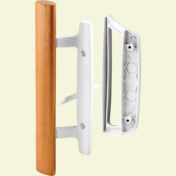 Prime-Line Sliding Glass Door Handle Set, 3-15/16 in., Diecast, White, Mortise/Hook Style