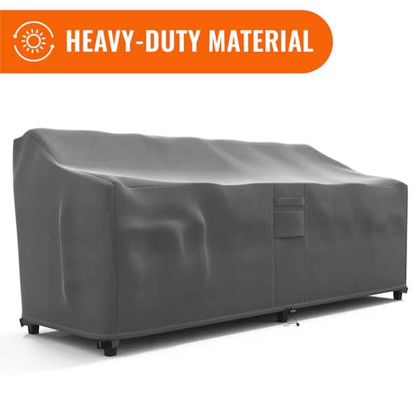 KHOMO GEAR 88 in. W x 32.5 in. H x 41 in. D Large Wide Gray Outdoor Patio Loveseat Furniture Cover