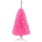 3 ft. Pink Unlit Artificial Christmas Tree Halloween Mini Tree with Plastic Stand