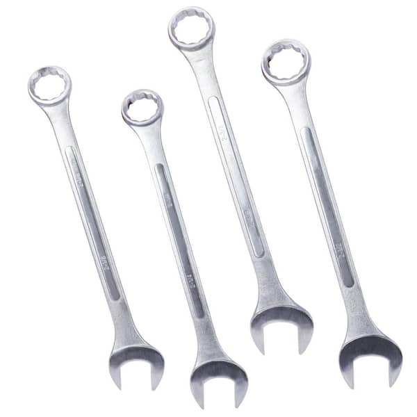 Tidoin 4-Piece Chrome Carbon Steel Extra Large Jumbo Combination Wrench Set (Pouch Included)
