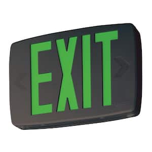 Quantum 1-Light Green Stencil 1-Watt Matte Black Integrated LED Exit Sign