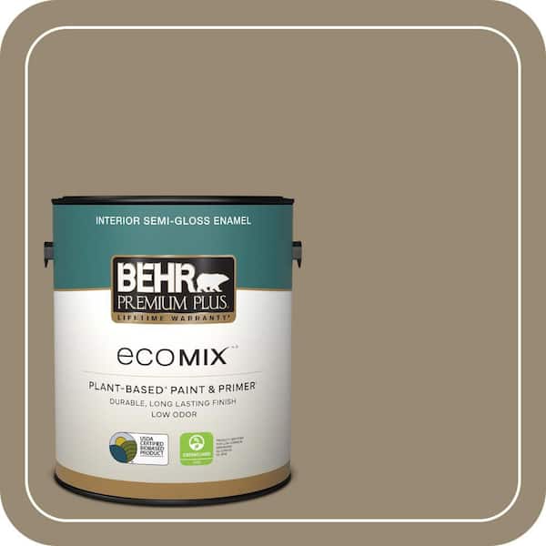 1 gal. #N310-5 Weathered Fossil Semi-Gloss Enamel EcoMix Plant-Based Interior Paint & Primer