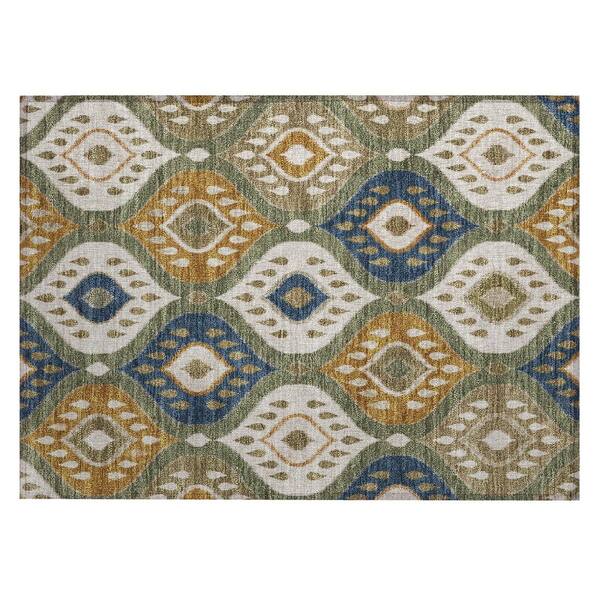 Chantille Machine Washable Indoor/Outdoor Abstract ACN3123 Olive 2 ft. x 3 ft. Accent Rug