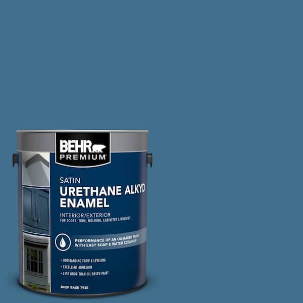 BEHR PREMIUM 1 gal. #M500-5 Sojourn Blue Urethane Alkyd Satin Enamel Interior/Exterior Paint