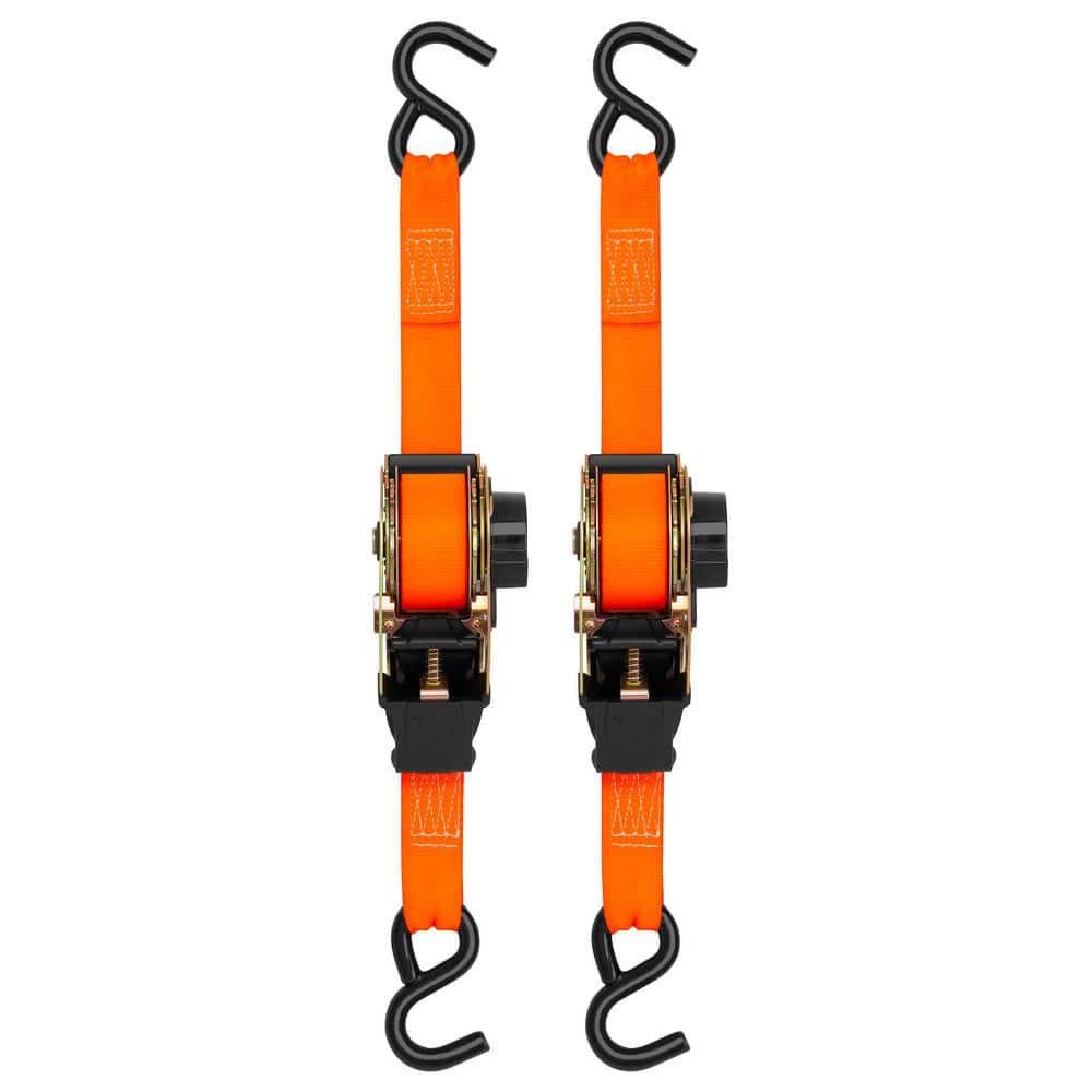 10 ft. x 1.5 in. Orange Retractable Ratchet Tie Down Straps with 1,000 lb. Safe Work Load - 2 pack price history on PriceWatchPro