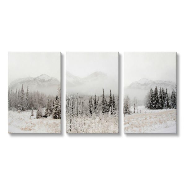 Stupell Industries Snowy Countryside Forest Foggy Mountain by Danita Delimont 3-Piece Unframed Print Nature Wall Art 16 in. x 24 in.
