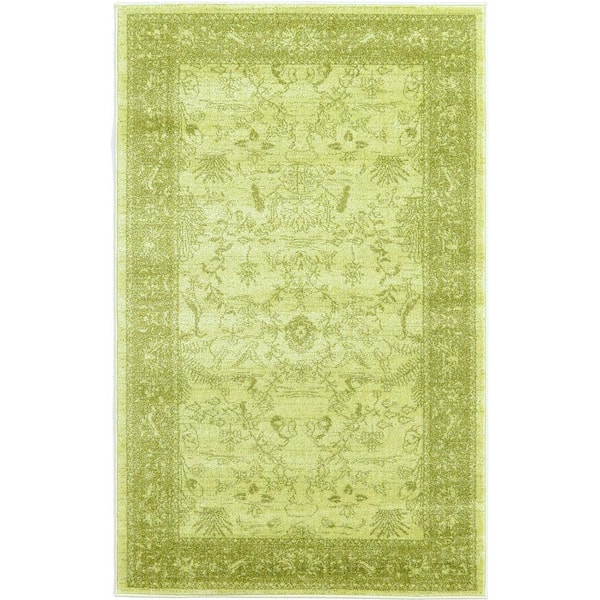 La Jolla Floral Light Green 3' 3 x 5' 3 Area Rug