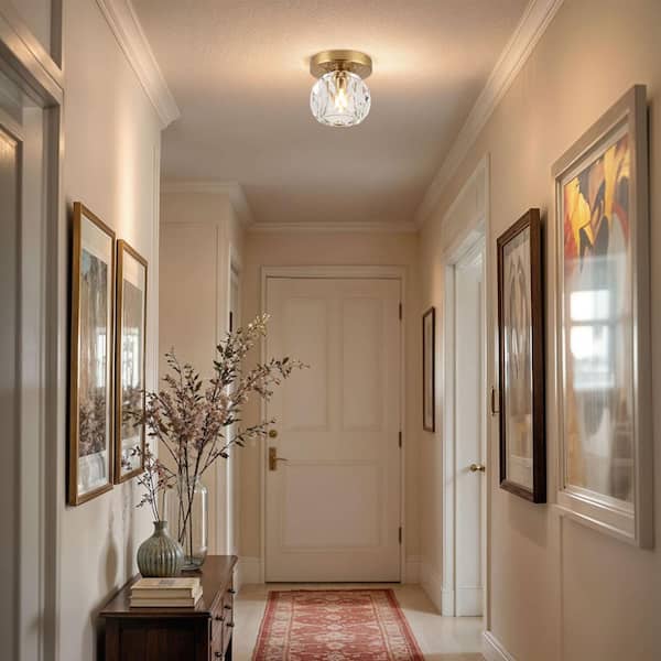 Kenroy Home Cheateau 4.3 in. 1-Light Brushed Gold Flush