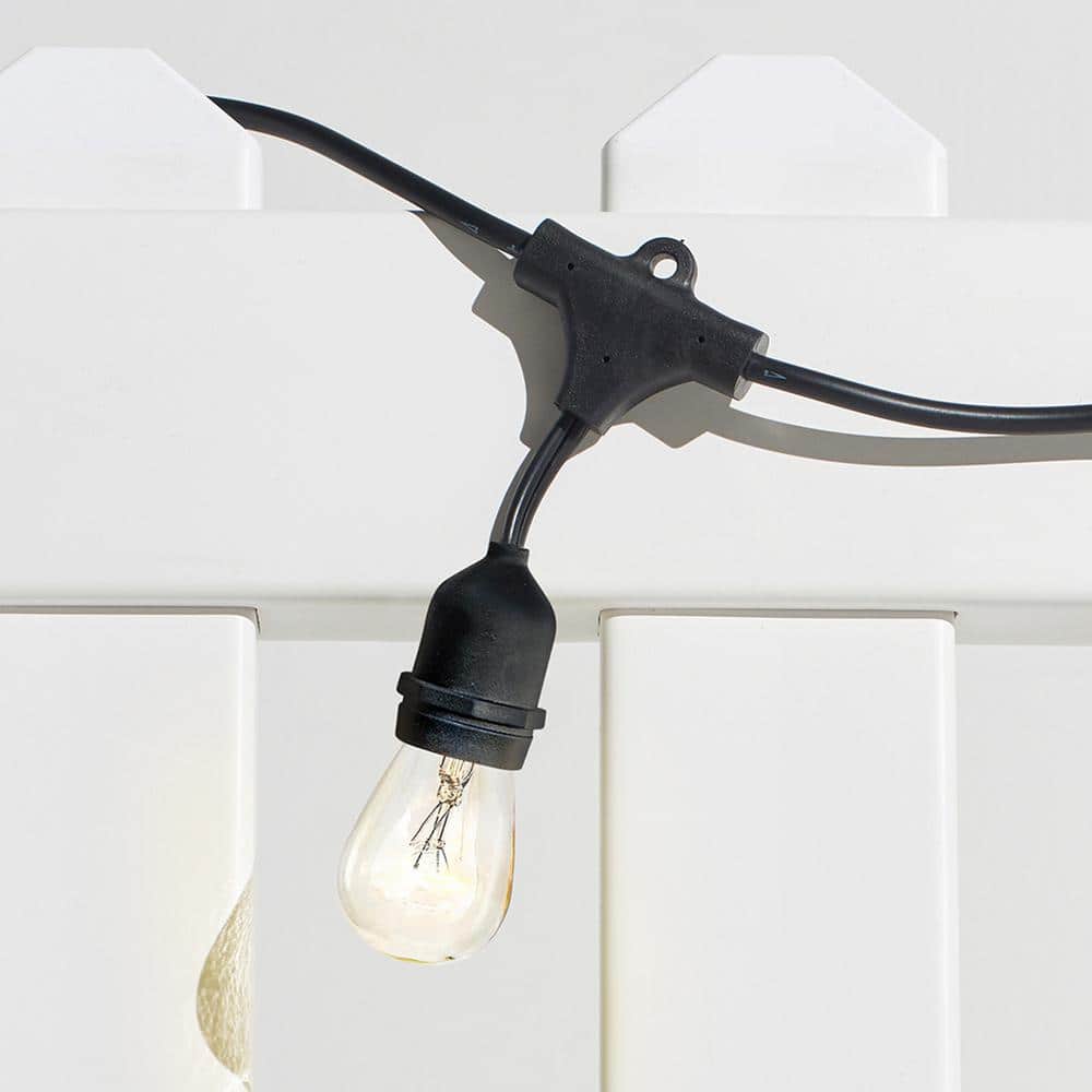 24ft Black Edison Bulb Outdoor String Lights with Warm White Glow