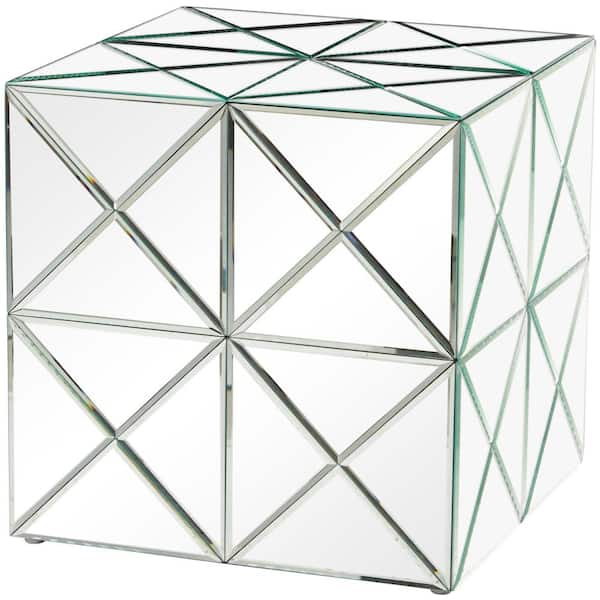 Litton Lane 18 in. Silver Mirrored Medium Square Mirrored End Table