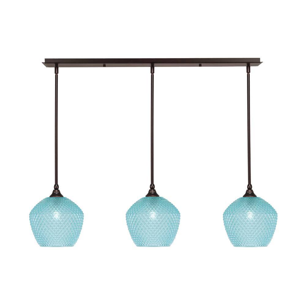 Livingston 100-Watt 3-Light Dark Granite Shaded Pendant Light with 9 Tur