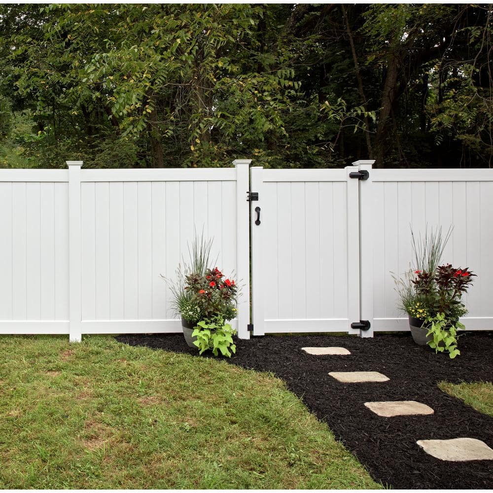 Bolton 6-ft White Vinyl Privacy Fence Gate with Flat-top Design