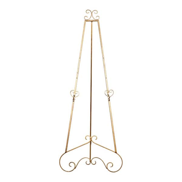 SULIANG Metal Easel Stand with Chain Support for Mirror,Iron Floor Easels  for Display Wedding Sign,58 Inch Adjustable Arts & Crafts Easels(Gold)