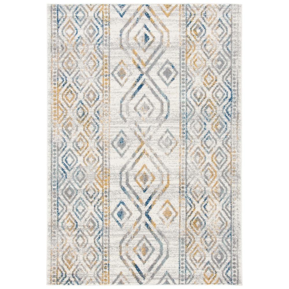 Gray and Ivory 8' x 10' Synthetic Area Rug