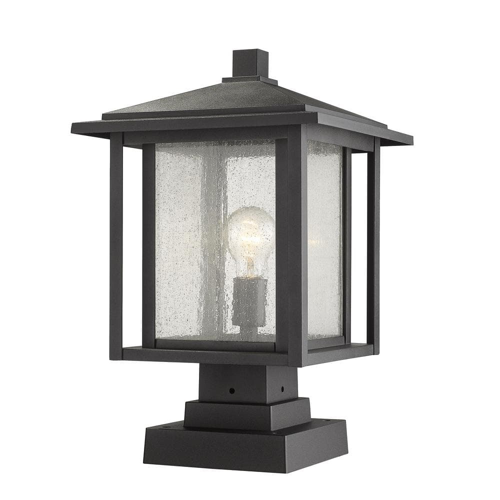 Aspen 7 .5 in. 1-Light Black Aluminum Hardwired Outdoor Weather Resistant P