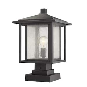 Aspen 7 .5 in. 1-Light Black Aluminum Hardwired Outdoor Weather Resistant Pier Mount Light with No Bulb Included