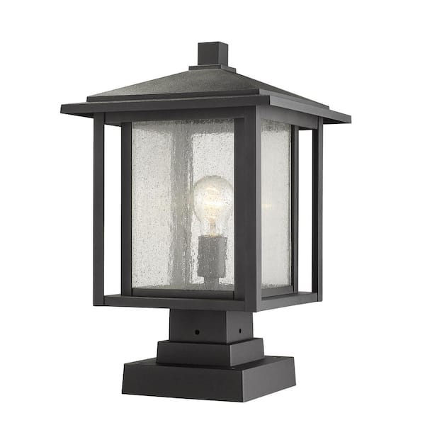 Unbranded Aspen 7 .5 in. 1-Light Black Aluminum Hardwired Outdoor Weather Resistant Pier Mount Light with No Bulb Included