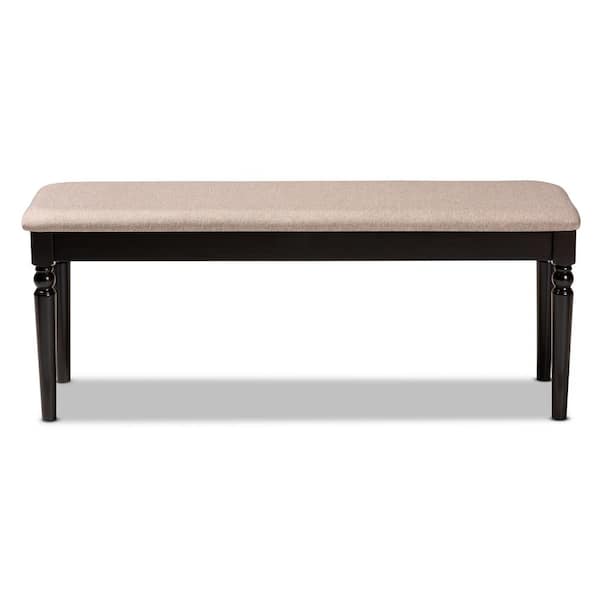 Baxton Studio Giovanni Sand and Dark Brown Dining Bench