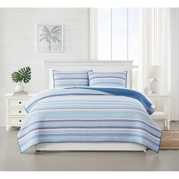 Clearwater Yarn Dye Cotton Stripe 3 Piece King Quilt Set