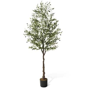 6 ft. Green Artificial Olive Tree, Faux Plant in Pot for Indoor Home Office Modern Decoration Housewarming Gift