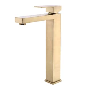 Single-Handle Single-Hole Bathroom Vessel Sink Faucet Faucet in Brushed Gold
